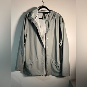 Rains Essential  Men's Light Gray Raincoat Mint Condition Sail cloth Tanker